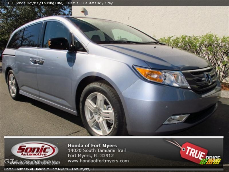 Celestial Blue Metallic / Gray 2013 Honda Odyssey Touring Elite