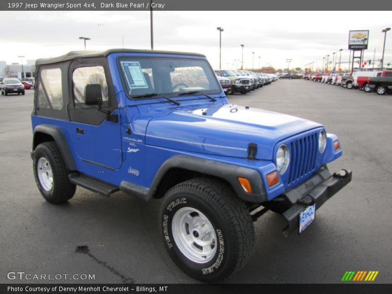 Dark Blue Pearl / Gray 1997 Jeep Wrangler Sport 4x4