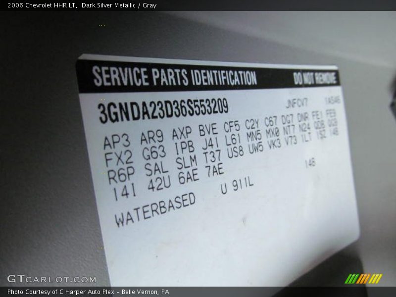 2006 HHR LT Dark Silver Metallic Color Code 911L