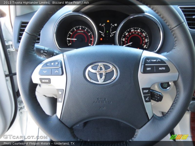 Blizzard White Pearl / Ash 2013 Toyota Highlander Limited