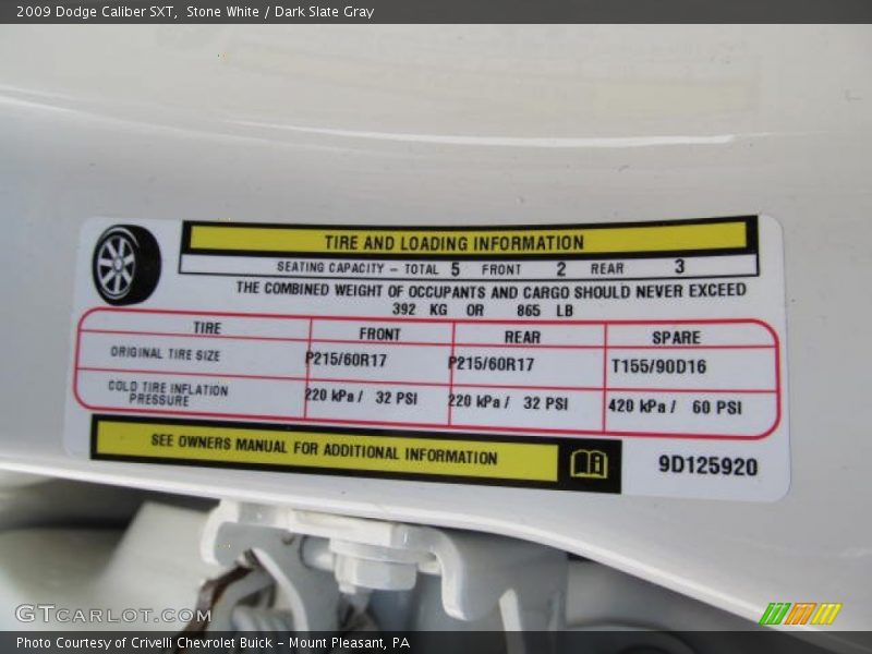 Stone White / Dark Slate Gray 2009 Dodge Caliber SXT