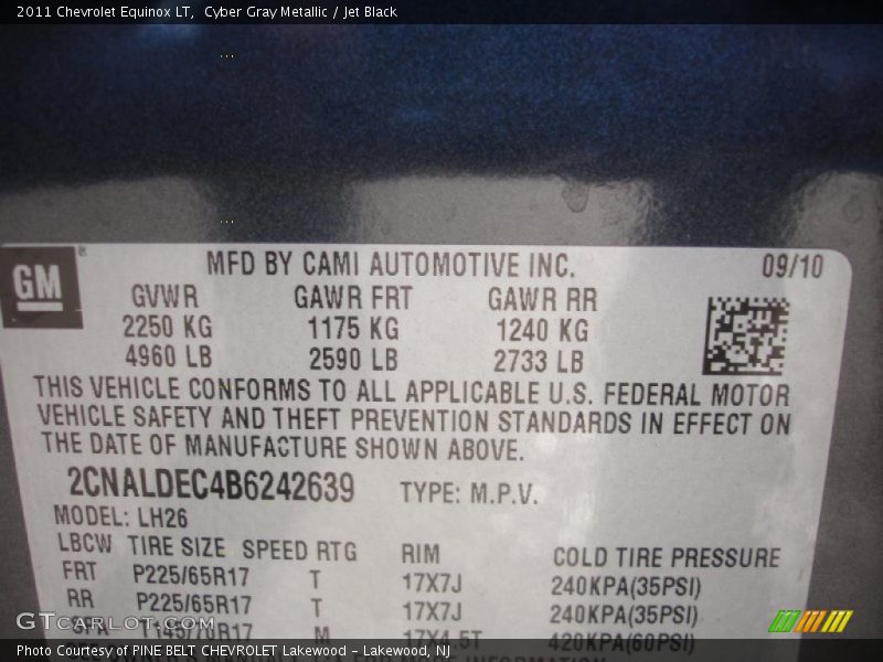 Cyber Gray Metallic / Jet Black 2011 Chevrolet Equinox LT