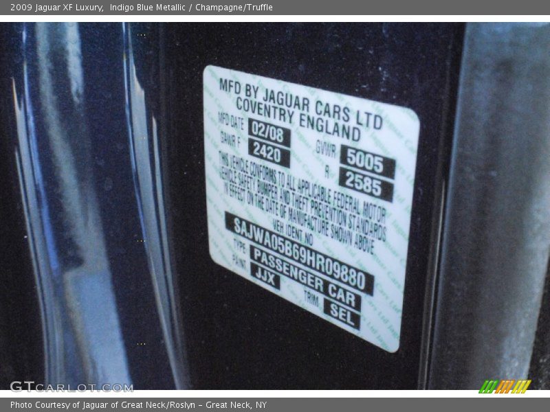 Indigo Blue Metallic / Champagne/Truffle 2009 Jaguar XF Luxury