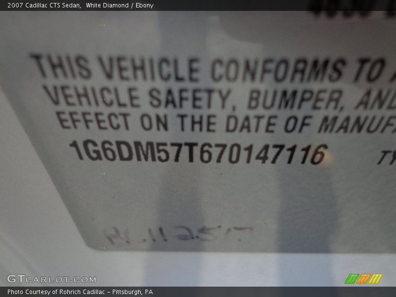 White Diamond / Ebony 2007 Cadillac CTS Sedan