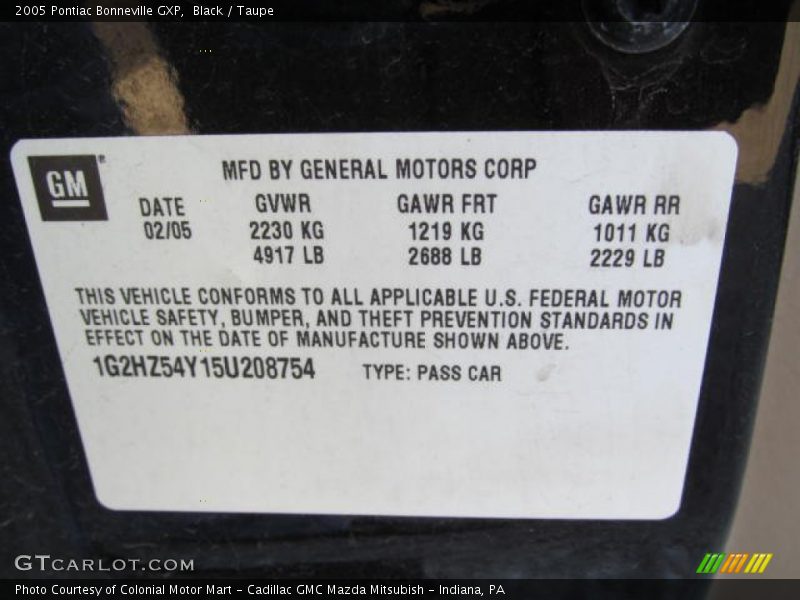 Black / Taupe 2005 Pontiac Bonneville GXP