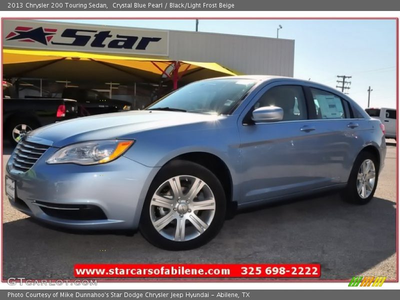 Crystal Blue Pearl / Black/Light Frost Beige 2013 Chrysler 200 Touring Sedan