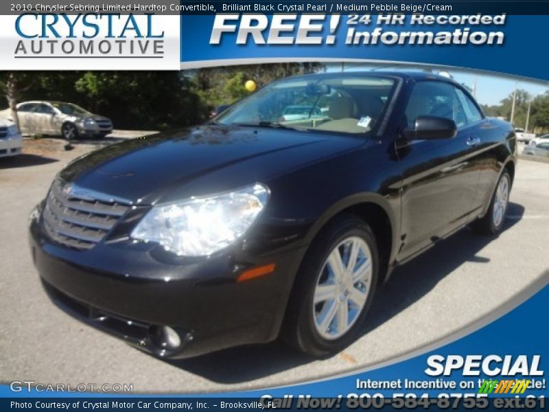 Brilliant Black Crystal Pearl / Medium Pebble Beige/Cream 2010 Chrysler Sebring Limited Hardtop Convertible