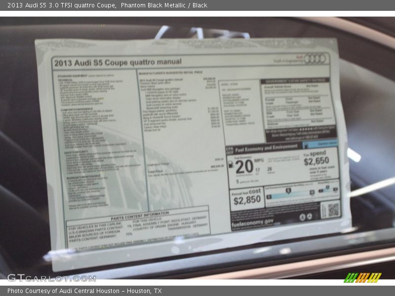  2013 S5 3.0 TFSI quattro Coupe Window Sticker