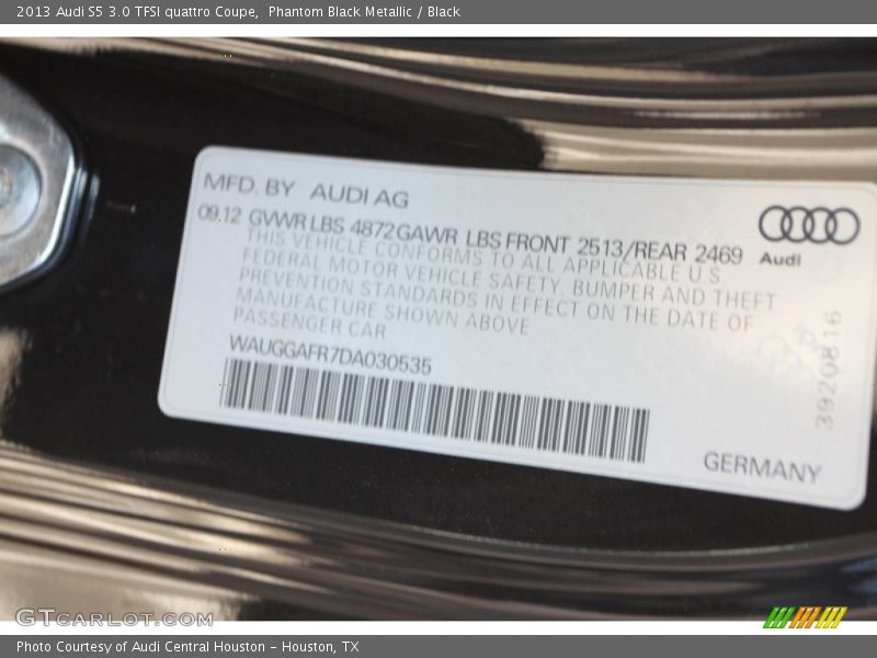 Phantom Black Metallic / Black 2013 Audi S5 3.0 TFSI quattro Coupe