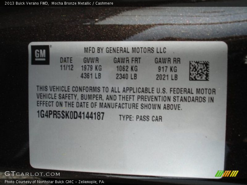 Mocha Bronze Metallic / Cashmere 2013 Buick Verano FWD