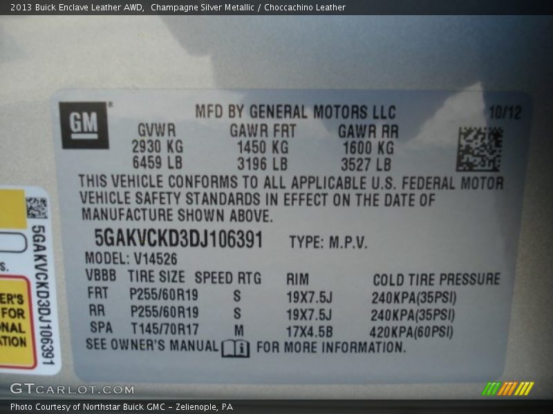 Champagne Silver Metallic / Choccachino Leather 2013 Buick Enclave Leather AWD