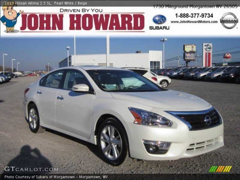 Pearl White / Beige 2013 Nissan Altima 2.5 SL