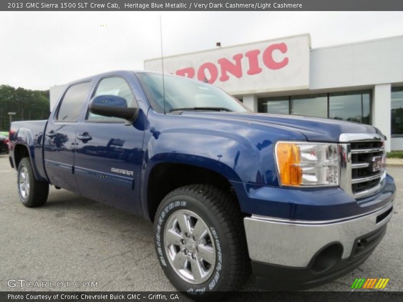 Heritage Blue Metallic / Very Dark Cashmere/Light Cashmere 2013 GMC Sierra 1500 SLT Crew Cab