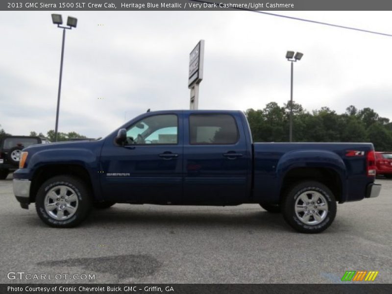 Heritage Blue Metallic / Very Dark Cashmere/Light Cashmere 2013 GMC Sierra 1500 SLT Crew Cab
