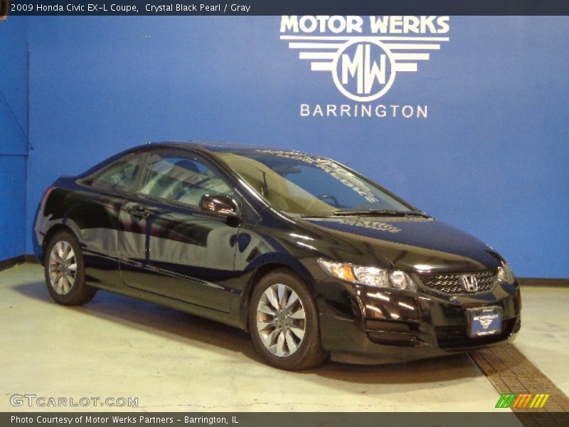 Crystal Black Pearl / Gray 2009 Honda Civic EX-L Coupe