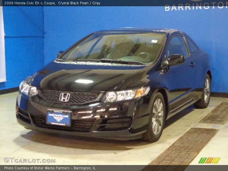 Crystal Black Pearl / Gray 2009 Honda Civic EX-L Coupe