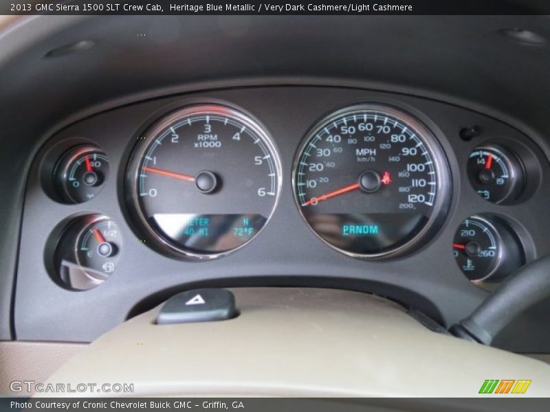 Heritage Blue Metallic / Very Dark Cashmere/Light Cashmere 2013 GMC Sierra 1500 SLT Crew Cab