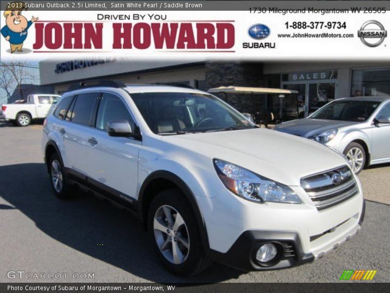 Satin White Pearl / Saddle Brown 2013 Subaru Outback 2.5i Limited