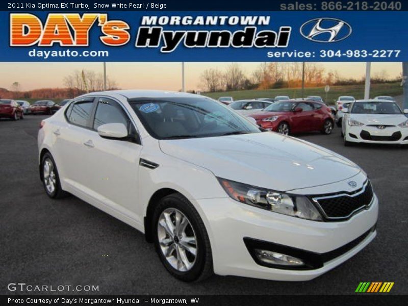 Snow White Pearl / Beige 2011 Kia Optima EX Turbo