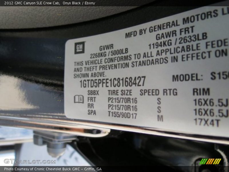 Onyx Black / Ebony 2012 GMC Canyon SLE Crew Cab