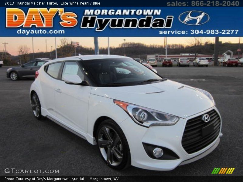 Elite White Pearl / Blue 2013 Hyundai Veloster Turbo