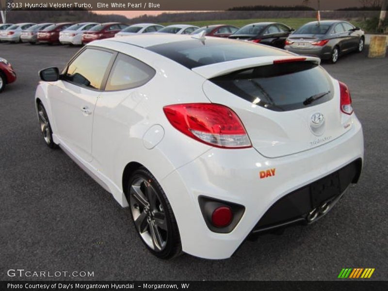 Elite White Pearl / Blue 2013 Hyundai Veloster Turbo