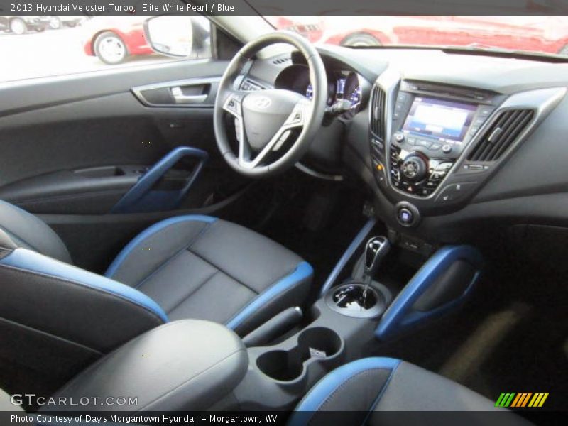 Elite White Pearl / Blue 2013 Hyundai Veloster Turbo