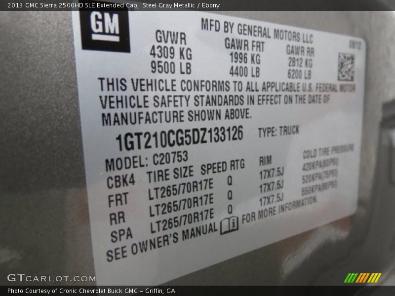 Steel Gray Metallic / Ebony 2013 GMC Sierra 2500HD SLE Extended Cab