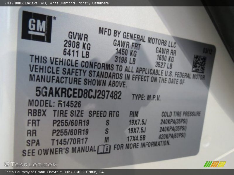 White Diamond Tricoat / Cashmere 2012 Buick Enclave FWD