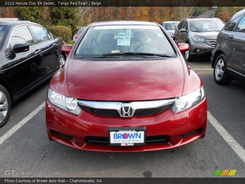 Tango Red Pearl / Beige 2010 Honda Civic EX Sedan