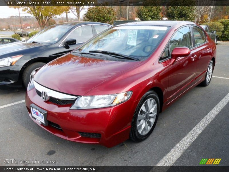 Tango Red Pearl / Beige 2010 Honda Civic EX Sedan