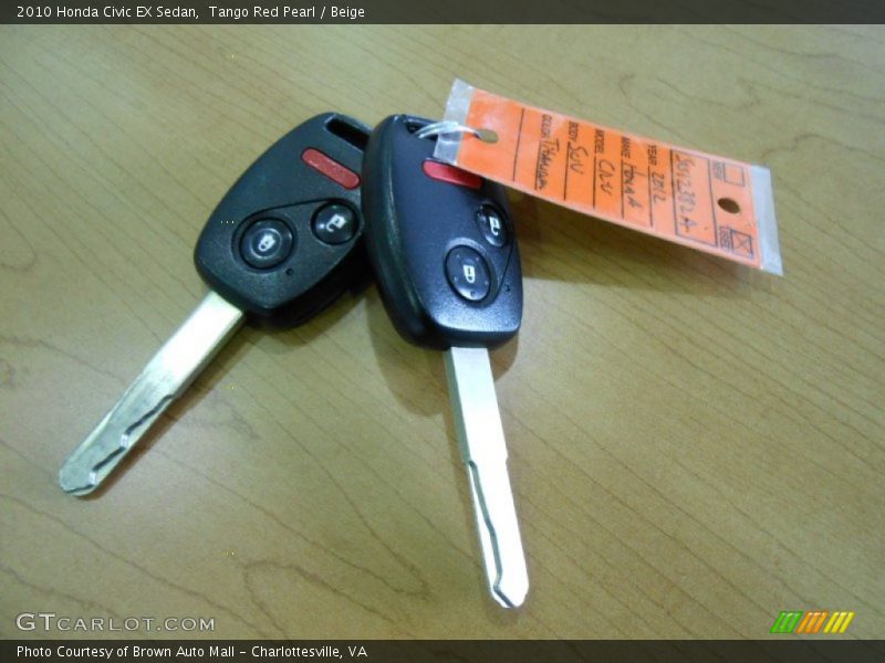 Tango Red Pearl / Beige 2010 Honda Civic EX Sedan
