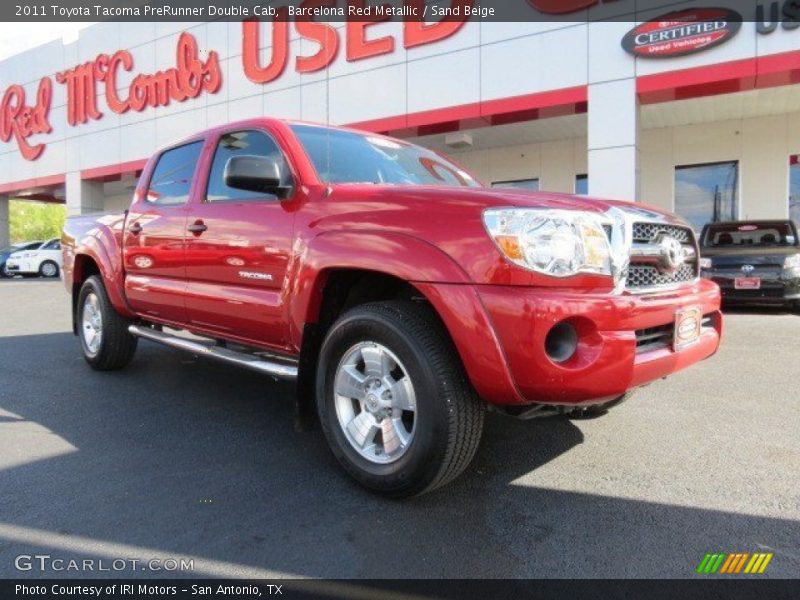 Barcelona Red Metallic / Sand Beige 2011 Toyota Tacoma PreRunner Double Cab