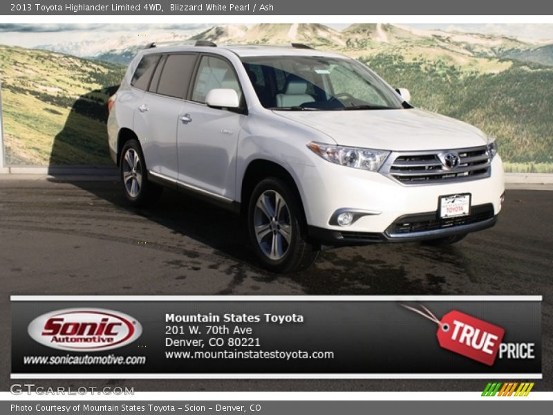 Blizzard White Pearl / Ash 2013 Toyota Highlander Limited 4WD