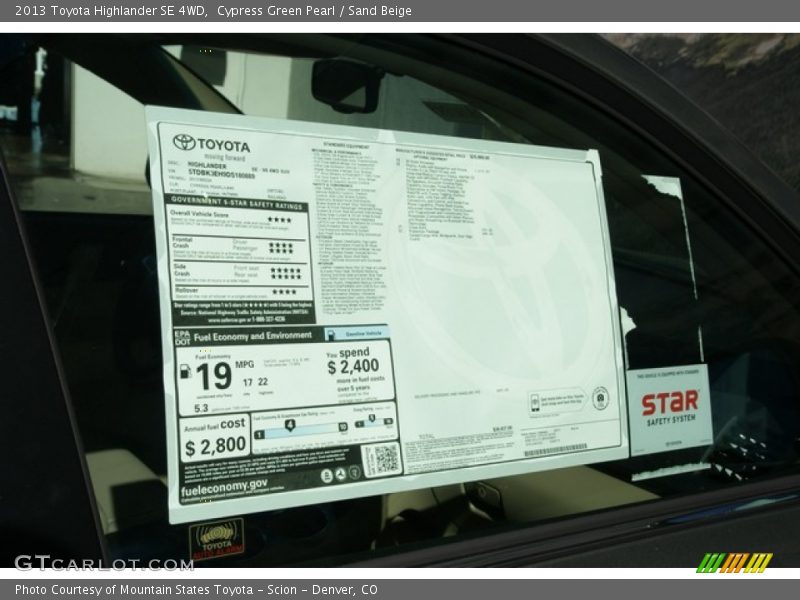 Cypress Green Pearl / Sand Beige 2013 Toyota Highlander SE 4WD