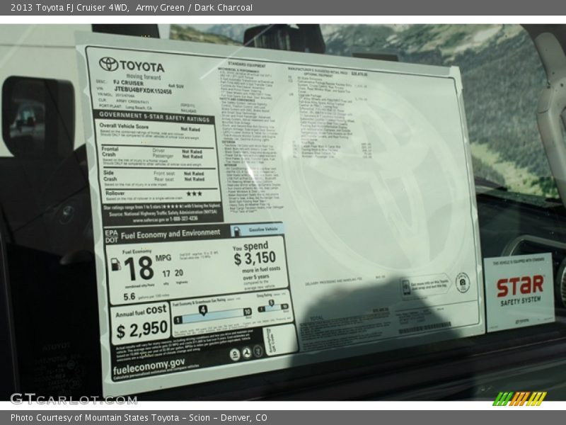 Army Green / Dark Charcoal 2013 Toyota FJ Cruiser 4WD