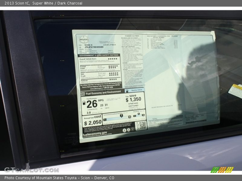 Super White / Dark Charcoal 2013 Scion tC