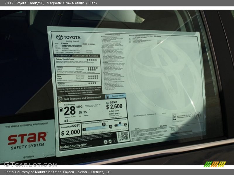 Magnetic Gray Metallic / Black 2012 Toyota Camry SE