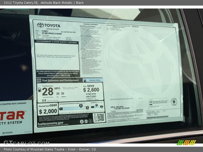 Attitude Black Metallic / Black 2012 Toyota Camry SE