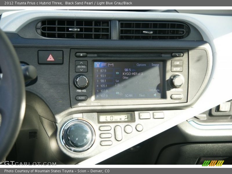Black Sand Pearl / Light Blue Gray/Black 2012 Toyota Prius c Hybrid Three