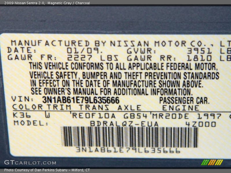 Magnetic Gray / Charcoal 2009 Nissan Sentra 2.0