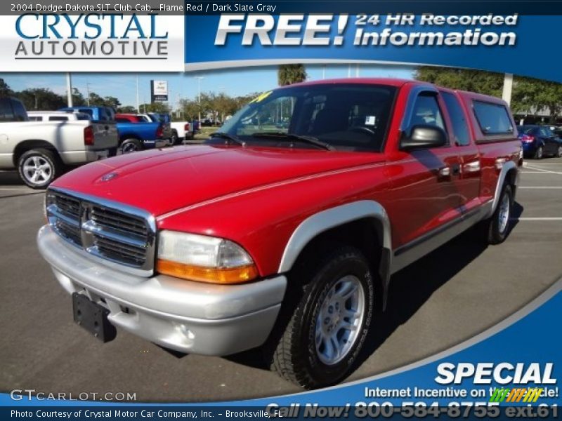 Flame Red / Dark Slate Gray 2004 Dodge Dakota SLT Club Cab