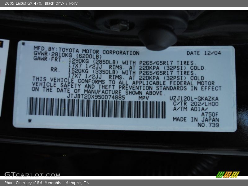 Black Onyx / Ivory 2005 Lexus GX 470