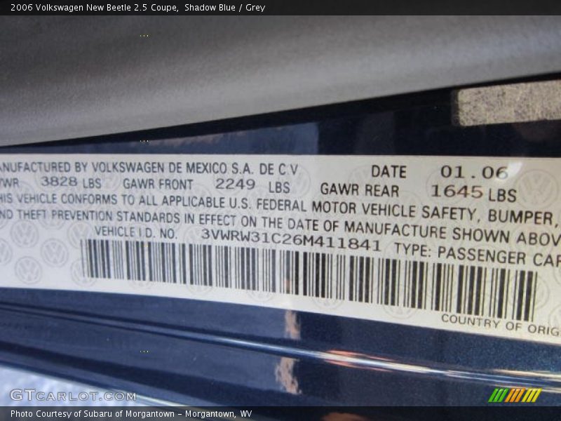 Shadow Blue / Grey 2006 Volkswagen New Beetle 2.5 Coupe