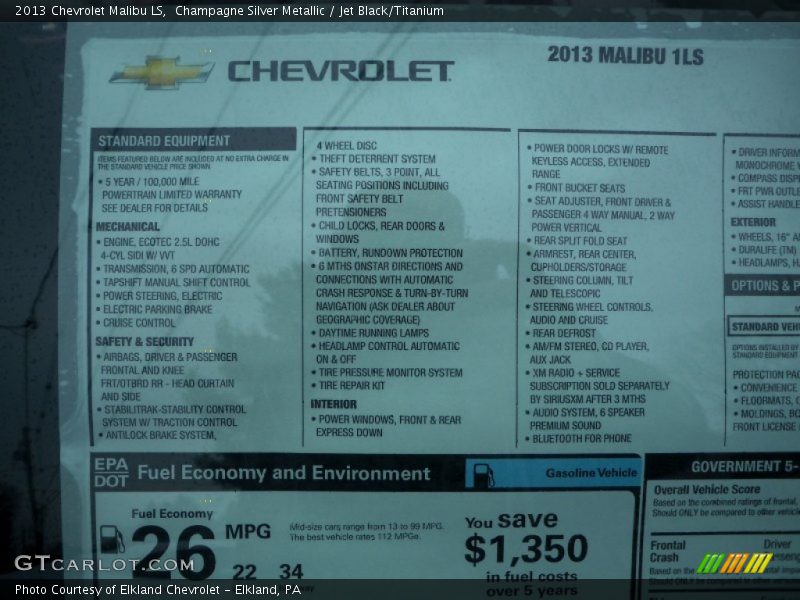 Champagne Silver Metallic / Jet Black/Titanium 2013 Chevrolet Malibu LS