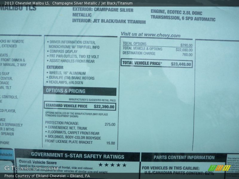 Champagne Silver Metallic / Jet Black/Titanium 2013 Chevrolet Malibu LS