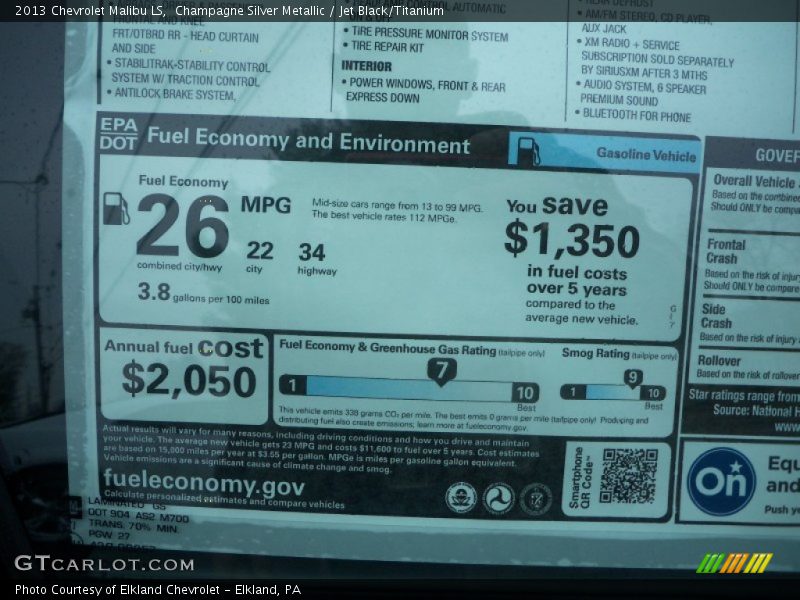 Champagne Silver Metallic / Jet Black/Titanium 2013 Chevrolet Malibu LS