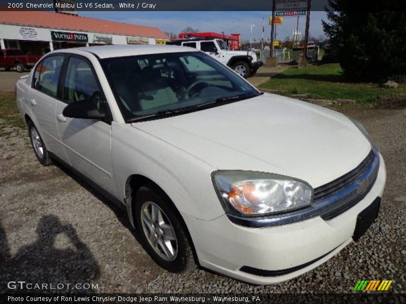 White / Gray 2005 Chevrolet Malibu LS V6 Sedan