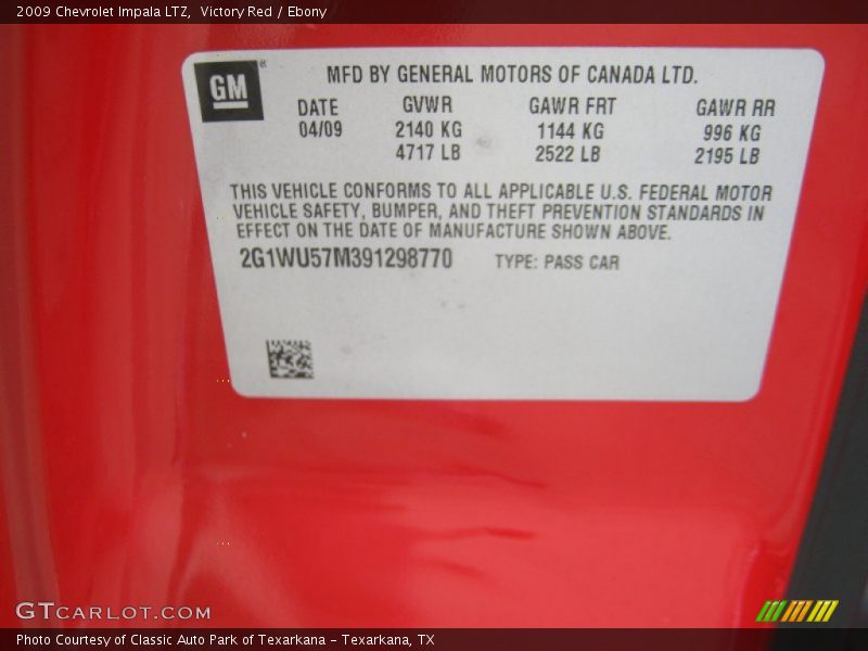 Victory Red / Ebony 2009 Chevrolet Impala LTZ