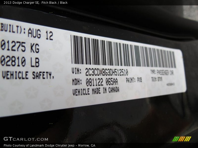 Pitch Black / Black 2013 Dodge Charger SE